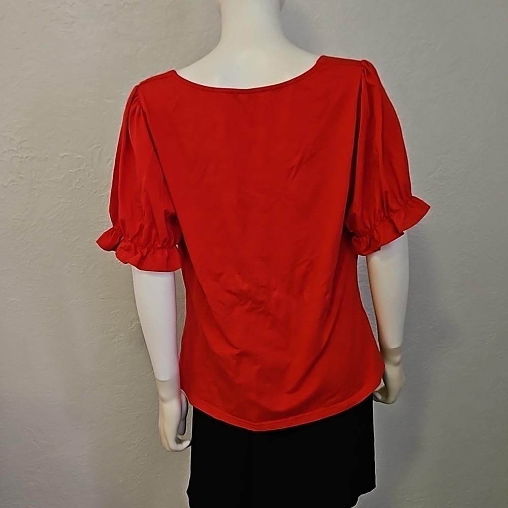 BELLE POQUE Retro Red Puff Sleeve Castlecore Blouse - Picture 5 of 8